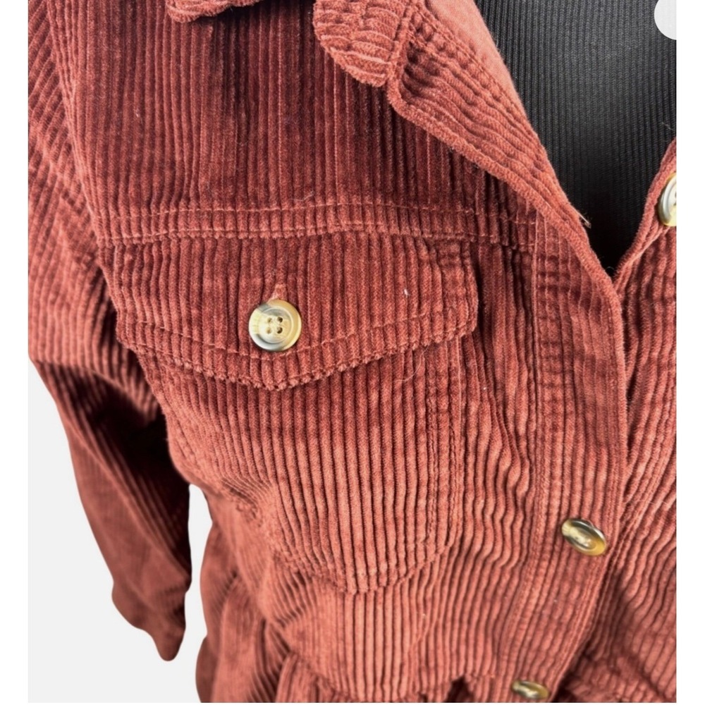 American Eagle Corduroy Tiered Shirtdress Rust Brown M Cottagecore Boho Indie - Picture 4 of 10